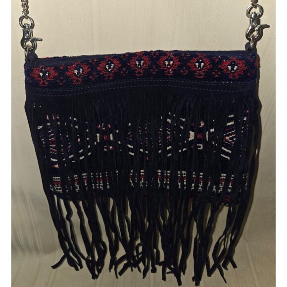 Ash & Sara Tapestry Fringe crossbody bag with Metal Strap NEW, no tag - Picture 2 of 7